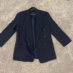 asos pinstripe oversized navy blazer